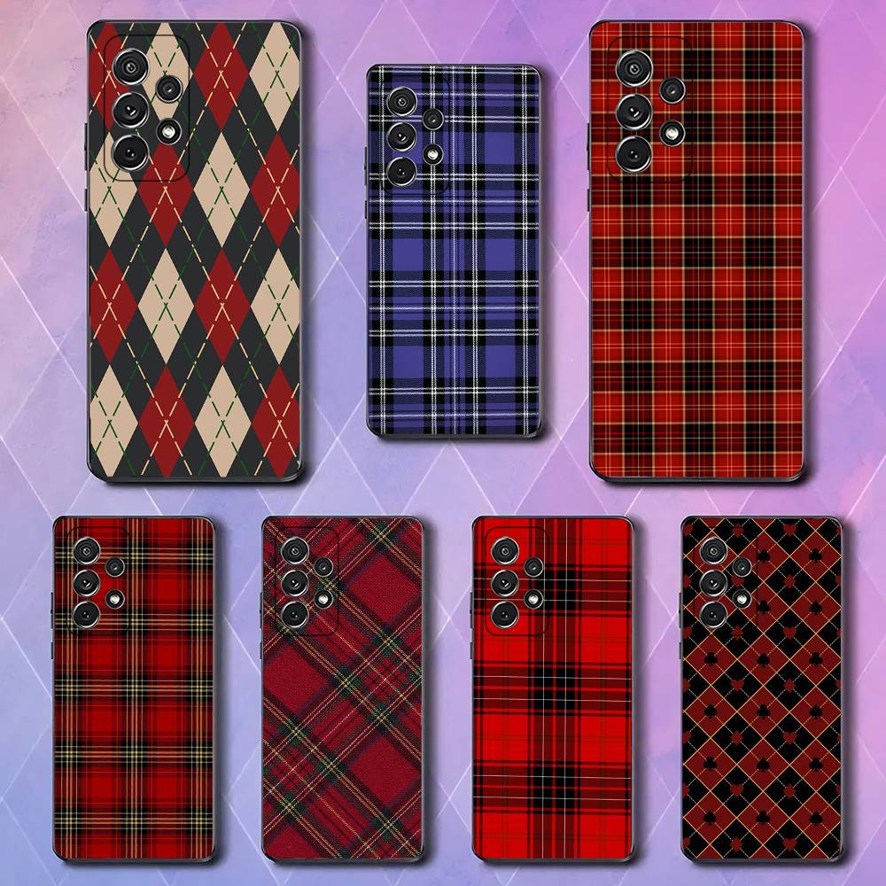 Buntes Karo Für Samsung Galaxy S25 S24 S23 Ultra S22 S21 Plus S20 Schwarze Weiche Silikon Schutzhülle