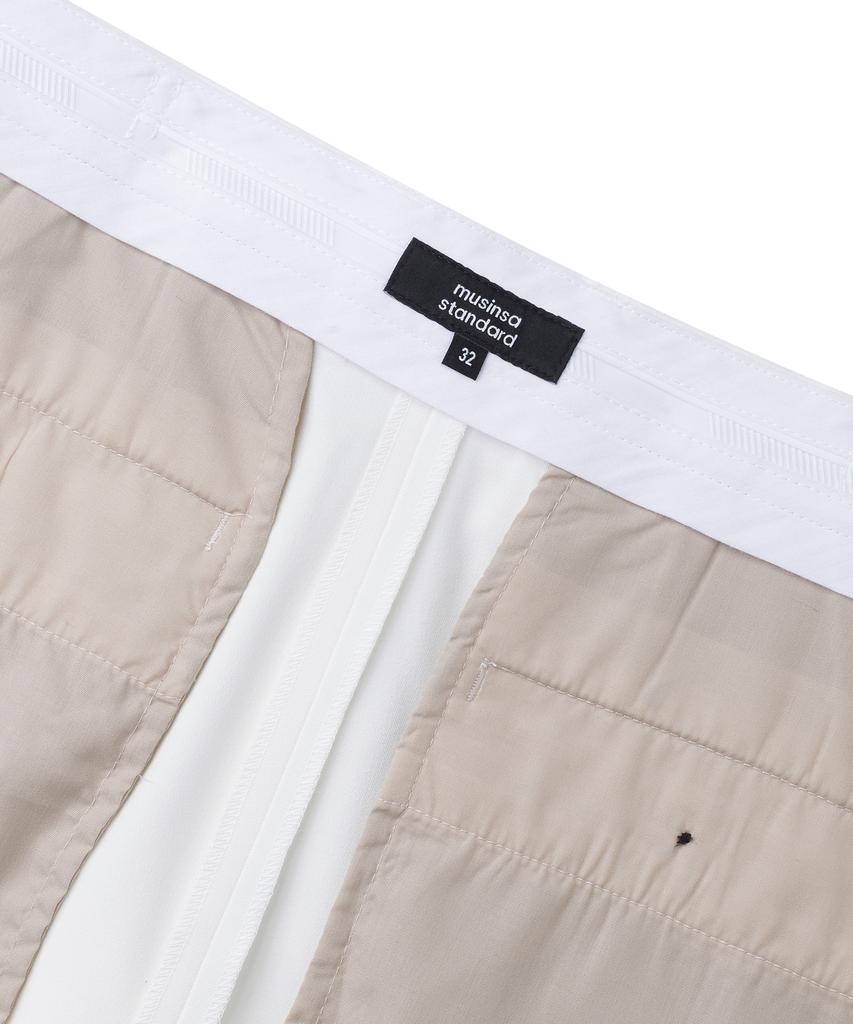 MUSINSA STANDARD Relaxed Tapered Hidden Banding Crop Slacks [White]