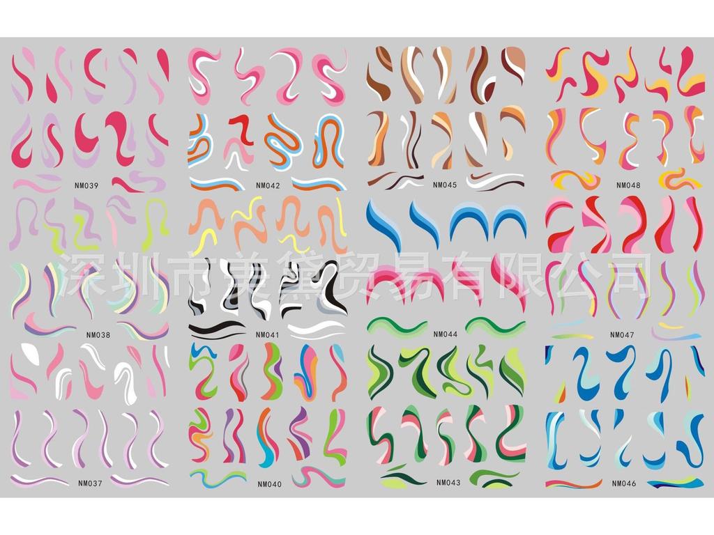 Abstrakte Smiley-Gesicht Wasseraufkleber für Nägel - Große Bögen