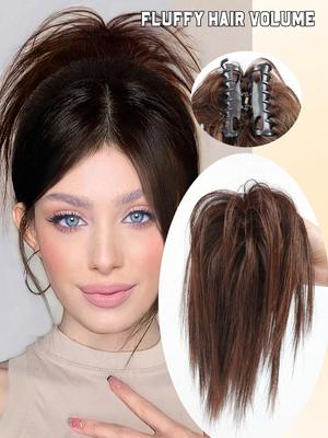 Synthetic Messy Claw Clip Hair Straight Bun Fake Hair Bun Female Hair Tail Extension