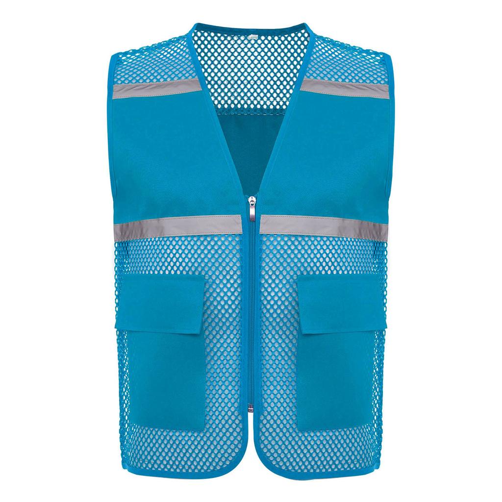 Gilet di Sicurezza ad Alta Visibilità da Uomo, Abbigliamento da Lavoro Riflettente, Tessuto a Rete Traspirante con Zip e Tasche, per Cantiere, Lavoro Notturno