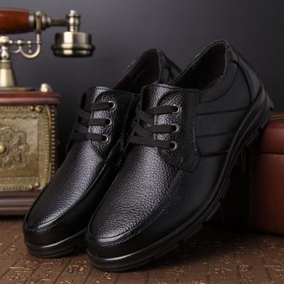 Spring Men's Casual Shoes Leather Soft Sole Non-slip Middle-aged and Elderly Shoes Breathable Leather Shoes Dad Shoes First Layer Cowhide Single Shoes