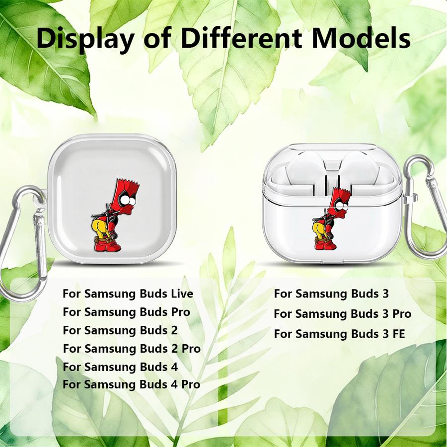 Case For Samsung Galaxy Buds 3 FE 2Pro 3Pro 4 Pro 2 4Pro Live Clear Earphone Cases Cover With Hook Funny The Simpsons
