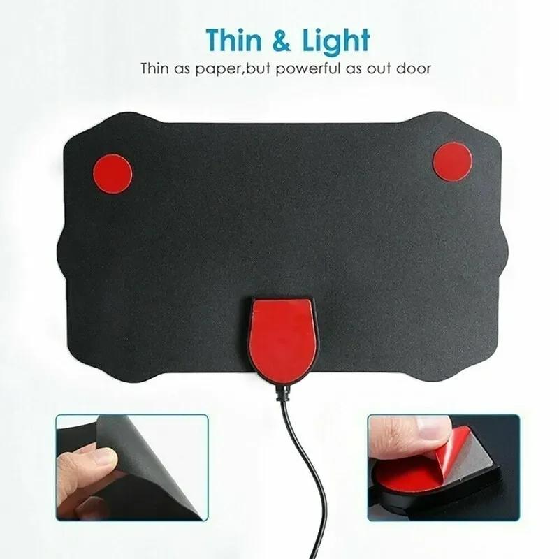 TV Antenna 4K 25DB High Gain HD TV DTV Box Digital EU Plug 3000 Miles Booster Active Indoor Aerial Flat Design