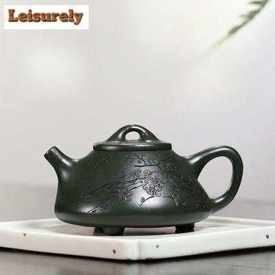 200ML Starobylá Yixingová konvička z fialové hlíny Ručně vyráběná konvička Surová ruda Tmavě zelená hlína Konvice se sítkem Zisha Čajová souprava Čajový servis Dárek