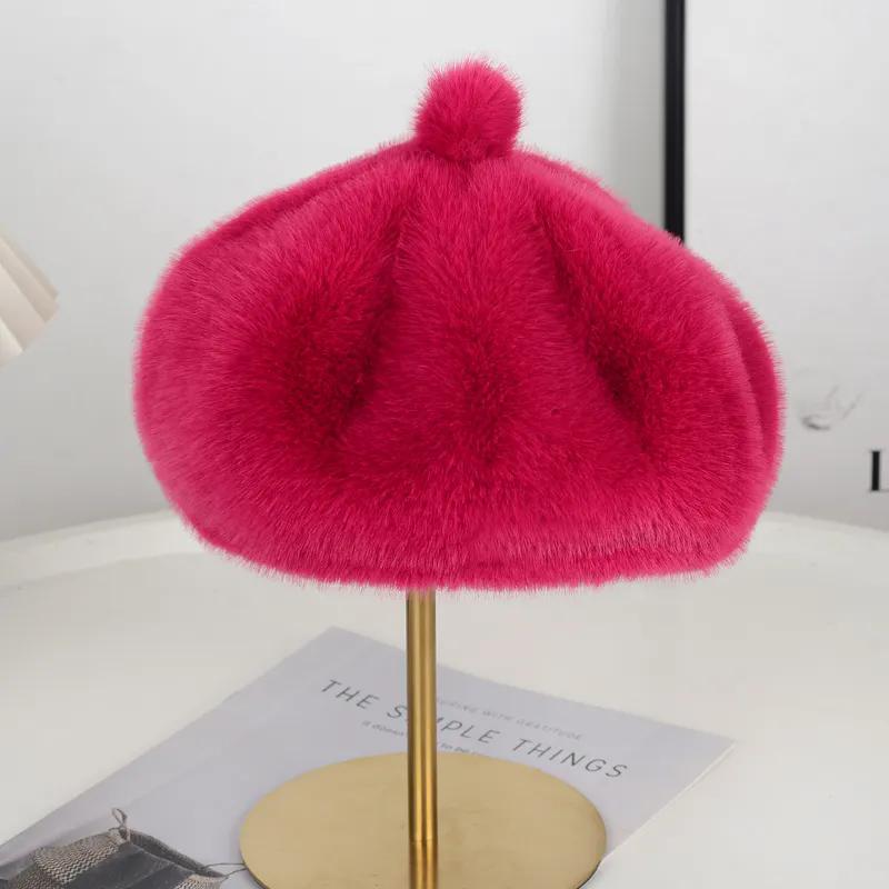 

WTEMPO Soft Solid Color Windproof Cold-proof Retro Elegant Warm Thickened Hats Women s Autumn Winter Casual Versatile Bucket Hats 1pc розовый