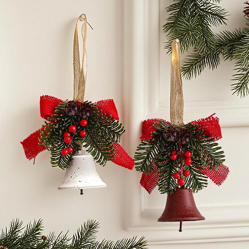 Christmas Bell Bow Pendant Xmas Tree Hanging Decoration Wind Chime Home Christmas Decoration Pine Cone Bells New Year Supplies