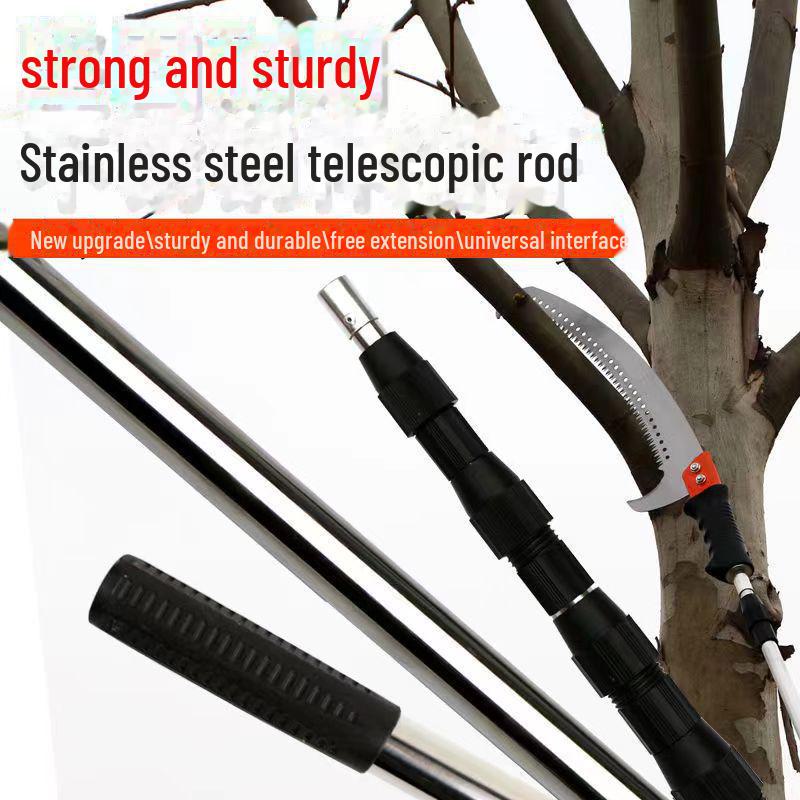Stainless Steel Telescopic Pole with High Branch Saw and Fruit Tree Scoop Net