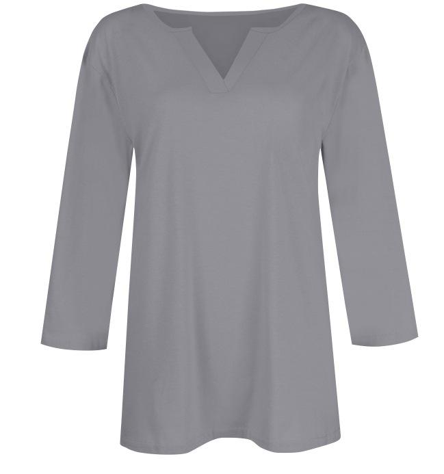 2025 Women's V-Neck 7-Point Sleeve Solid Color T-Shirt