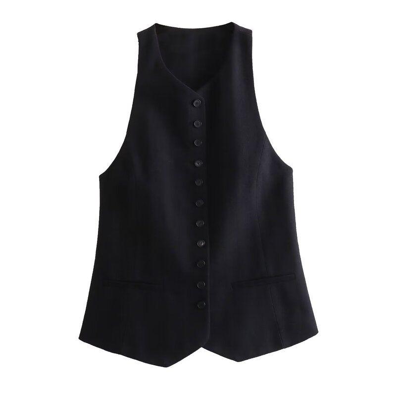 Fashion Style 2023 Fall and Winter New Arrival Women's Clothing Slim Looking Easiest for Match Stylish Decorated Row Button Short Vest 8535731