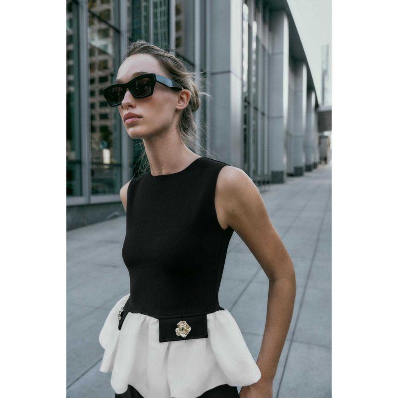 Za Autumn New Arrivals Women's Clothing Zr European and American Style Fashionable Versatile Patchwork Stretch Sleeveless Top 5584213