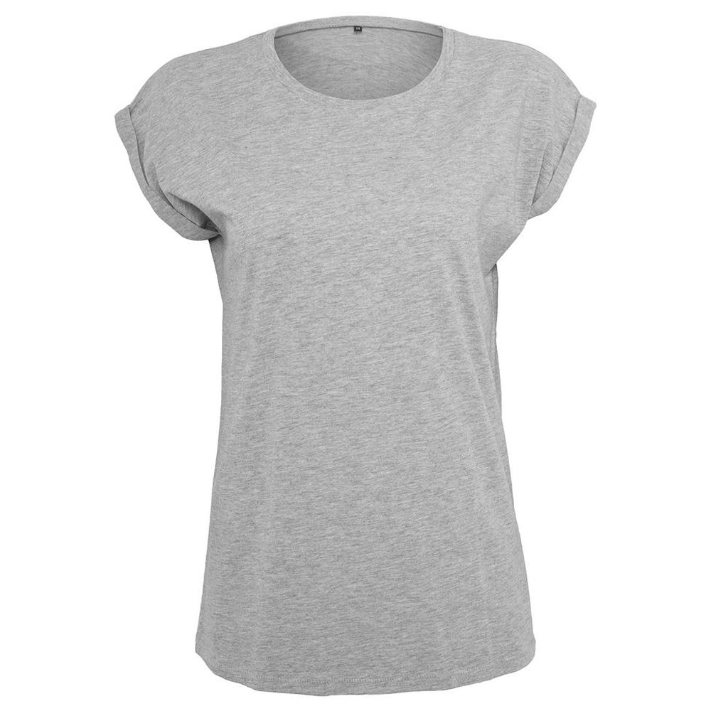 Build Your Brand Womens/Ladies Heather Extended Shoulder T-Shirt