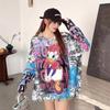 Women's Cartoon Rhinestone Long Sleeve Sweater - Chic Korean Style Loose Knit Round Neck Top for Autumn/Winter