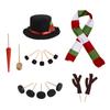 Christmas Snowman Suit Decorations Top Hat Carrot Nose Hands Buttons And  Long Red Scarf Xmas Body Ambience Ornaments