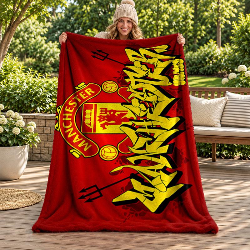 FC Manchester blanket Flannel Blanket Soft Cozy Plush Throw for Sofa Bed Lightweight Home Decoration Gifts for Christmas various holidays