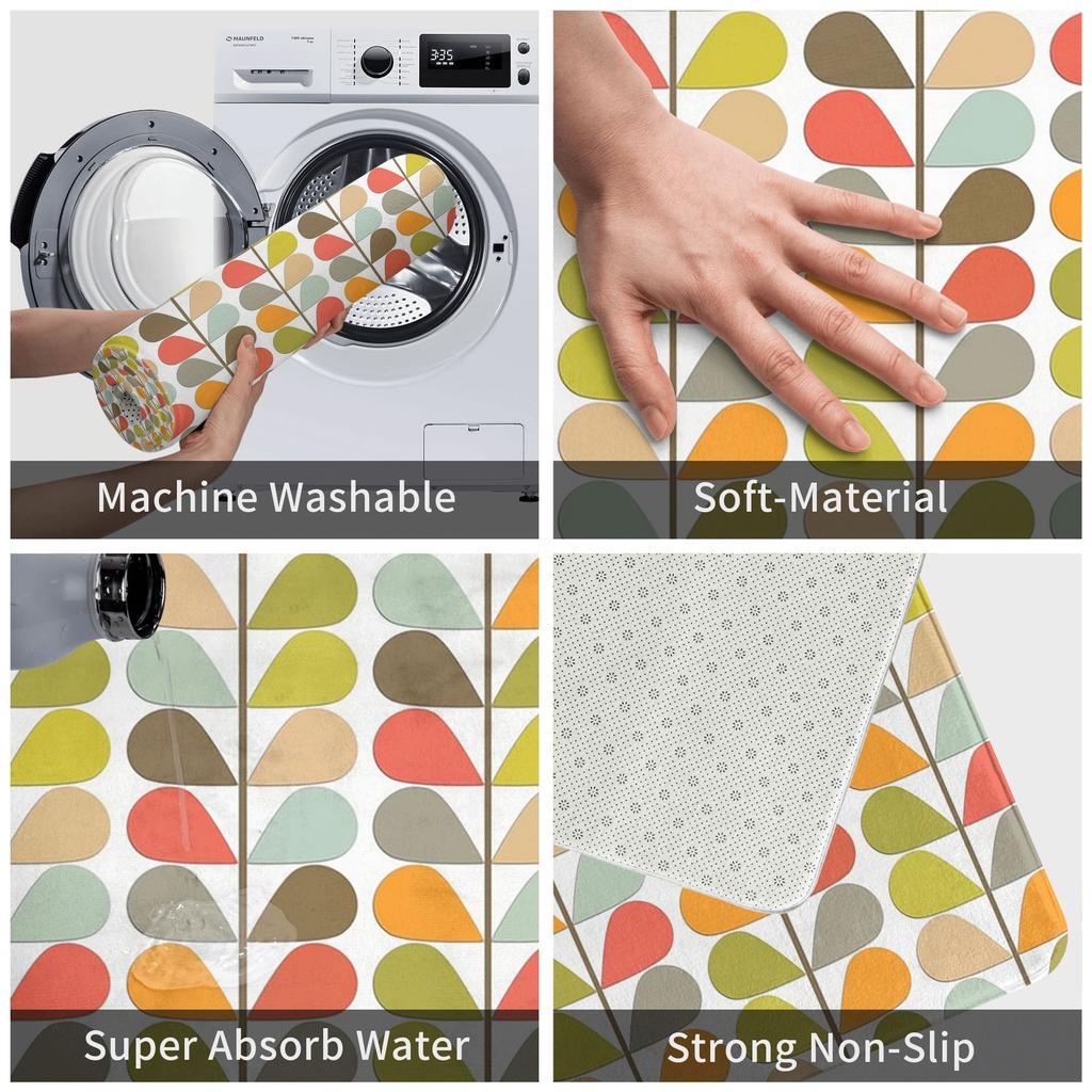 Retro 60s Midcentury Modern Pattern Anti-slip Doormat Floor Mat Carpet Rug for Kitchen Entrance Home Balcony Footpad Mats