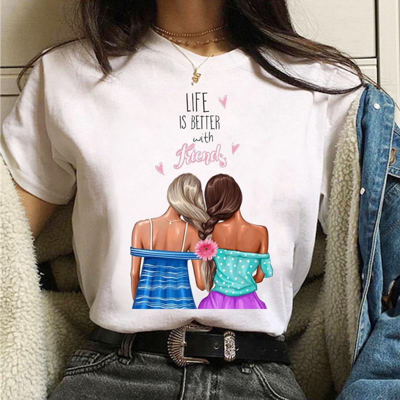 Summer Urban Girl Fashion Letter Print Simple Pure Cotton Loose Round Neck T-Shirts Women’s