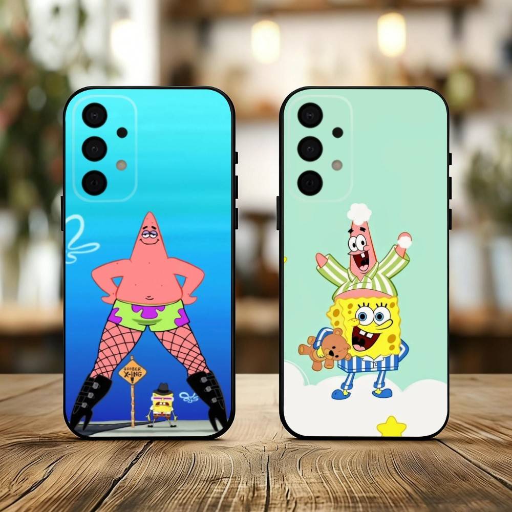 S-Sponge F-Funny B-Bob Animation phone Case For Samsung Galaxy A73,A72,A71,A70,A53,A52,A51,Others Soft Black Shell