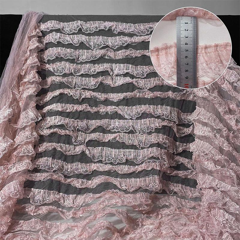 Multi-Layer Lace Trim Yarn Fabric Princess Gown Wedding Dress Designer Fabric DIY Sewing Ruffle Trim Lolita Doll Clothes