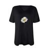 Women V-neck Casual Short-sleeved Small  Print Loose Pullover T-shirt Tops