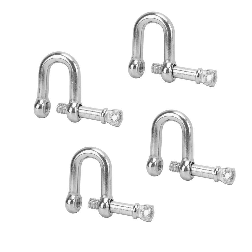 4PCS Stainless Steel D Shackle Marine Hardware Boat D Ring Polished Shackle for Coupling Chain and