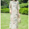 Retro Republic of China Improved Cheongsam Dress Printed Chinese Style Zen Women's Clothing Chinese Tea Clothing Women's Summer