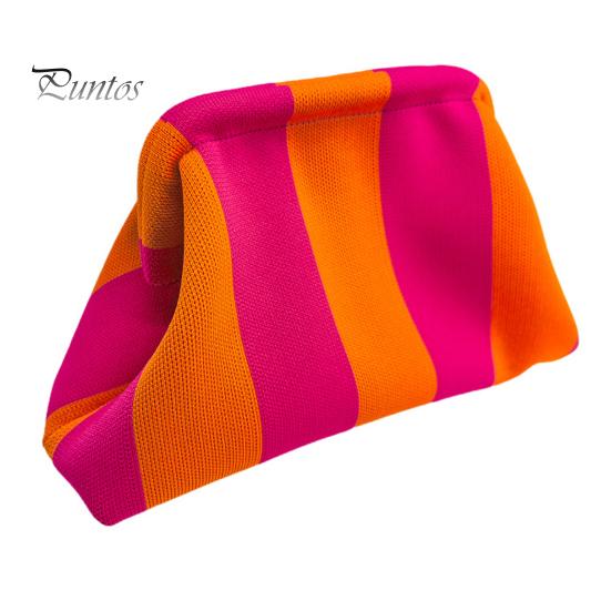 Summer Beach Clutch Women Handbag Colorblock Knitted Large Capacity Mouth Cosmetic Cellphone Color-blocked Keys Stoarge Pouch Lady Purse Compact