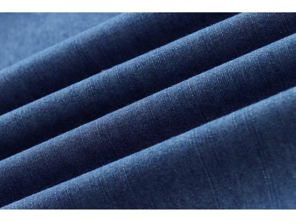 Women's Early Autumn Denim Set: Turn-Down Collar Tie-Waist Shirt & Draping Wide-Leg Pants