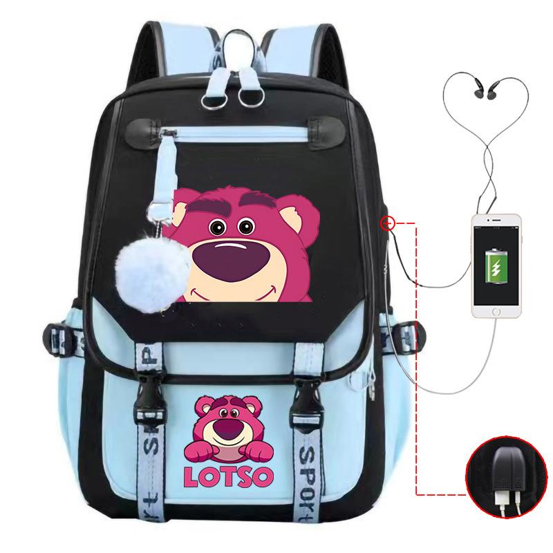 Mengmeng Xiaoqing Strawberry Bear Printing College Style Campus Primary School Student School Bag Lightweight And Large Capacity