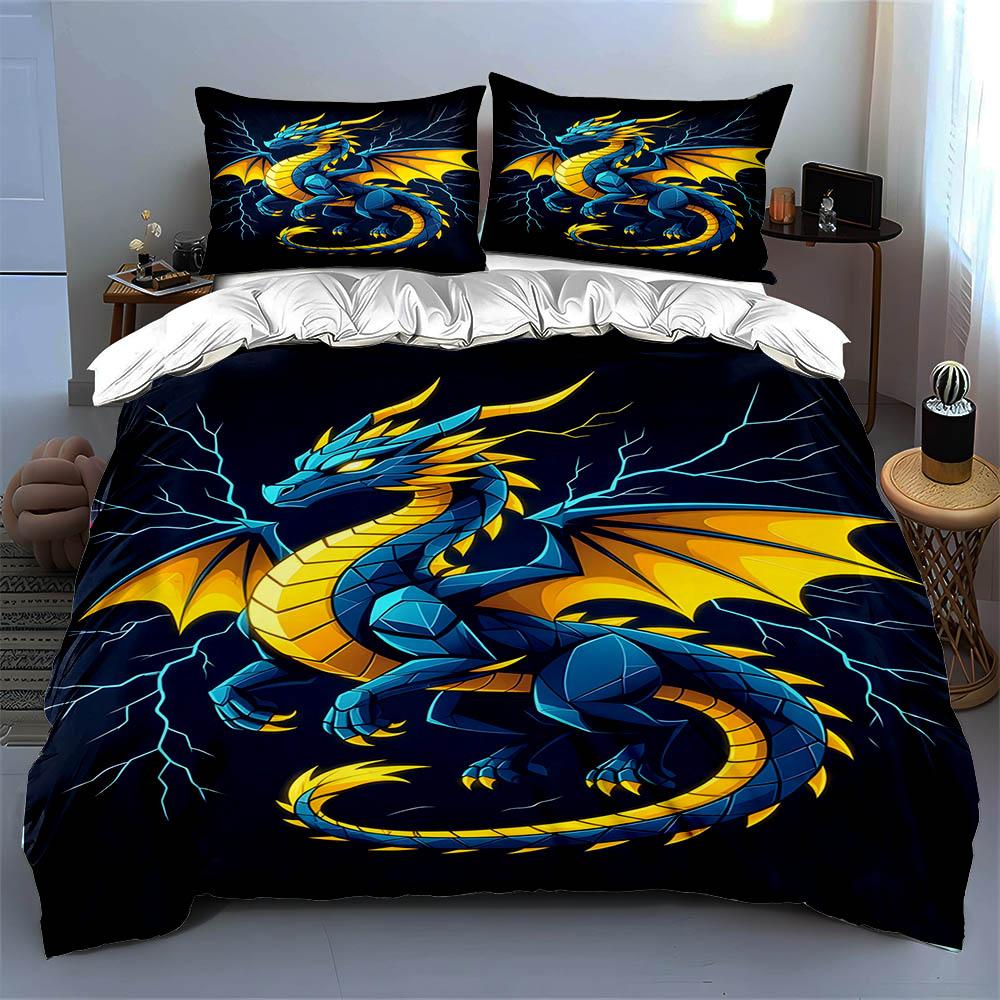 Dragon, lightning, vibrant. Bedding Duvet cover sets Duvet covers Pillowcases gifts (1 * Duvet Cover 2 * Pillowcases, without duvet insert)