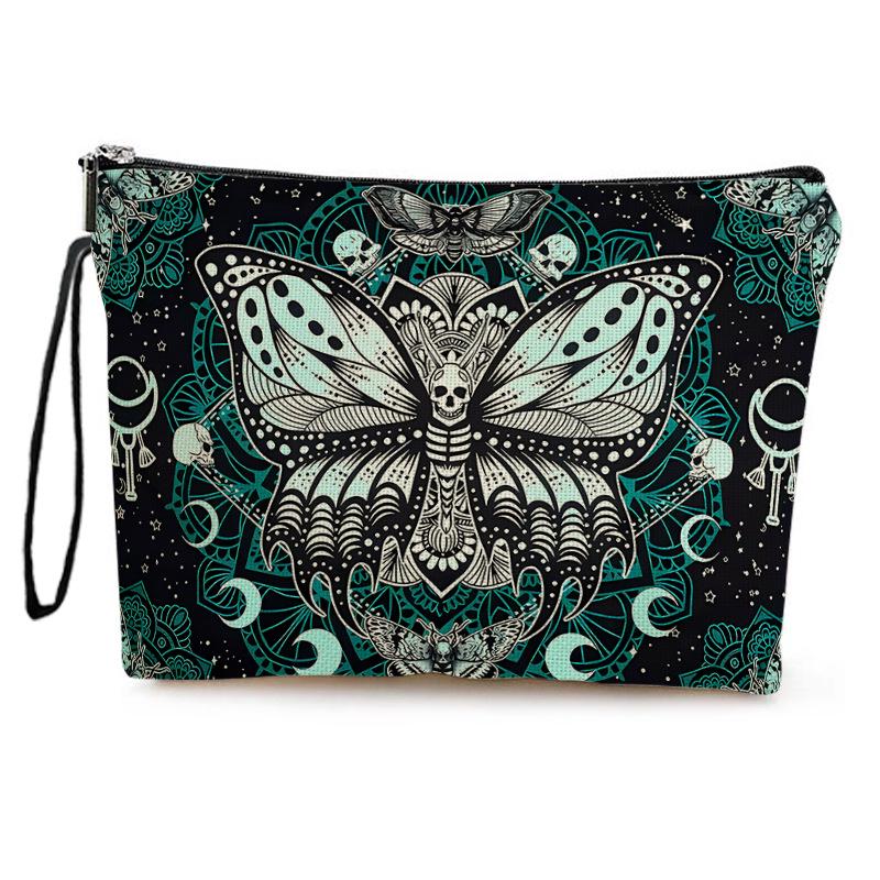 Skull Makeup Bag: Double-Sided Zipper Toiletry Organizer with 3D Print Design