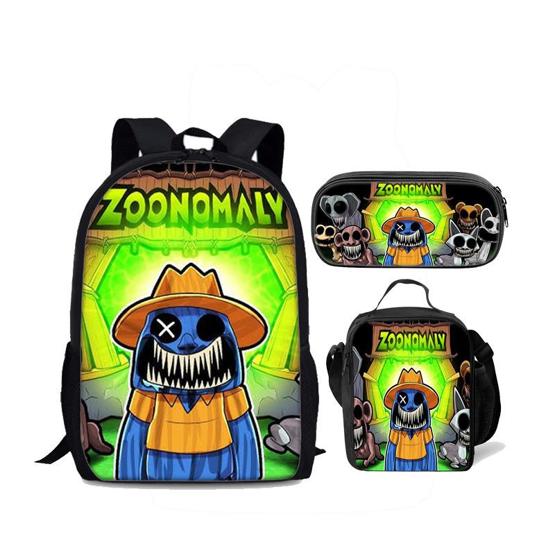 Beliebte jugendliche Neuheit Zoonomaly 3D-Druck 3 Stück/Set Studenten-Reisetaschen Laptop-Tagesrucksack Rucksack Brottasche Federmäppchen