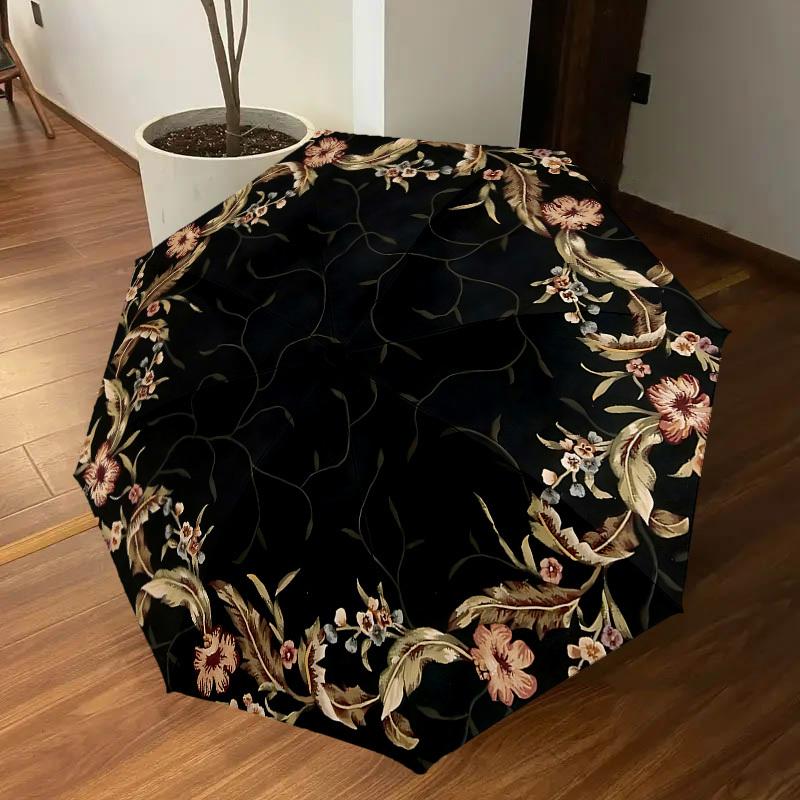 1PC Floral Pattern Umbrella-8-Rib Reinforced, Automatic Open, Lightweight & Durable, Cute Fashion Accessory for Outdoor, Beach, or Casual Use, Beach U