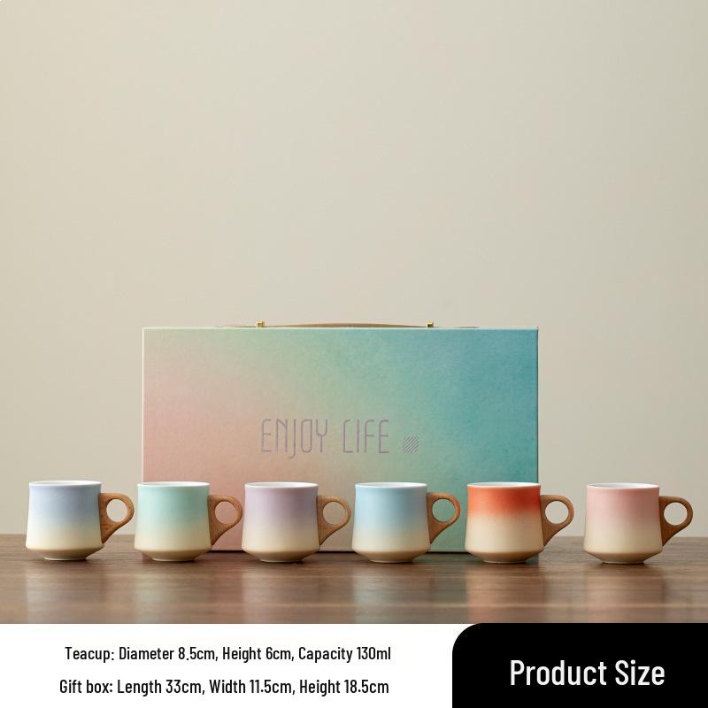 Exquisite Gradient Ceramic Tea & Coffee Cup Set - Perfect for Office or Event Souvenirs, Customizable with Logo.