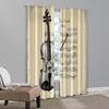 2pcs   Curtain Set Classic Violin & Sheet Music Design Machine Washable Polyester (without rod) Versatile All for Bedroom   Living
