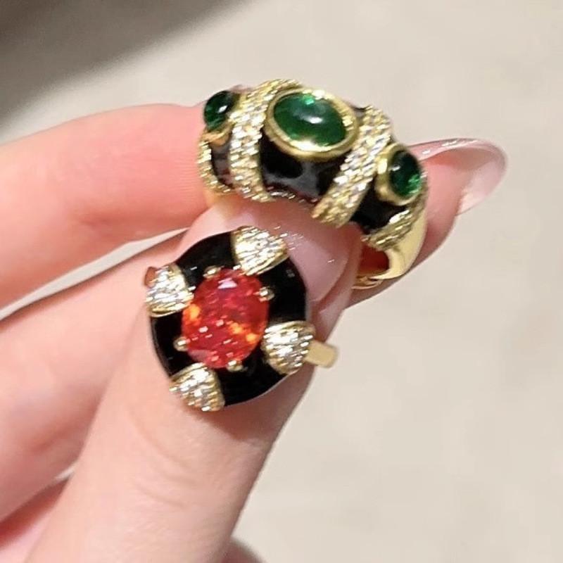 Exquisite Gothic Style Ruby Designed Crystal Ring For Women Adjustable Size Fashion Jewelry