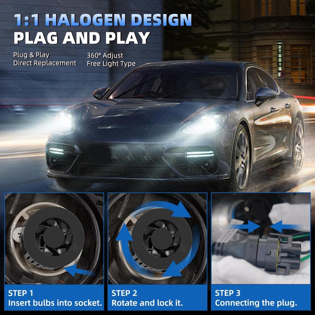 For 2001-2007 Toyota Highlander light Bulbs, 9005 High Beam 9006 Low Beam 9006 Fog Light License Plate Lights Combo, 8PCS