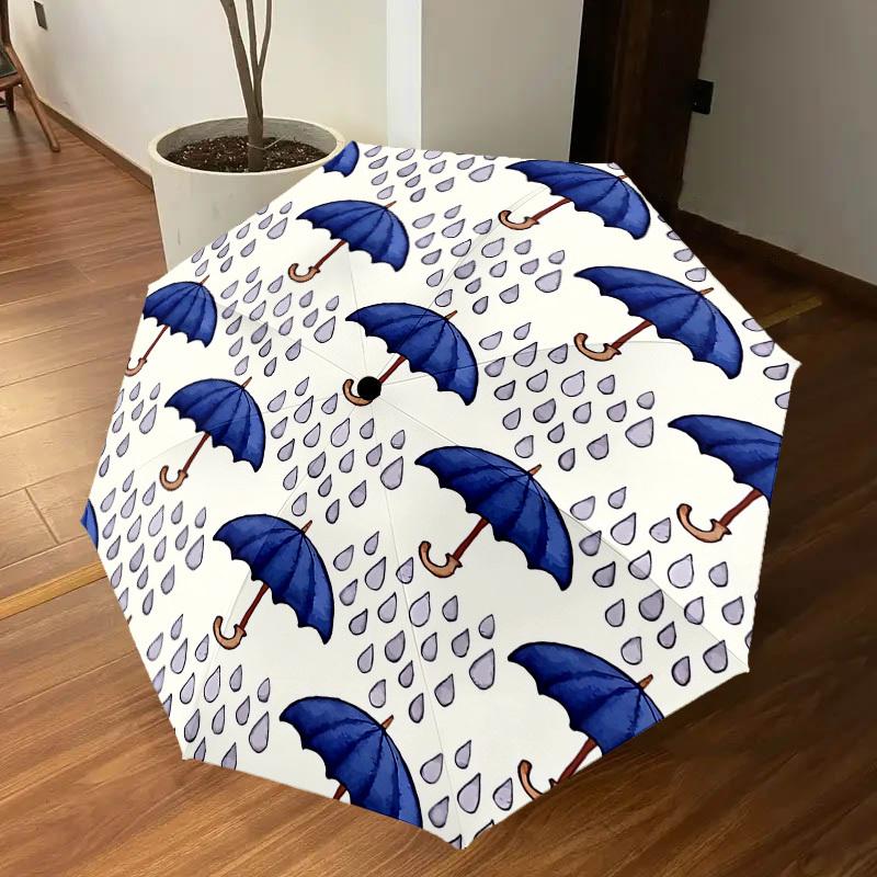1PC raindrops umbrella Umbrella-8-Rib Reinforced Portable Folding Travel Suitable for All Seasons Outdoor Daily Use-G353