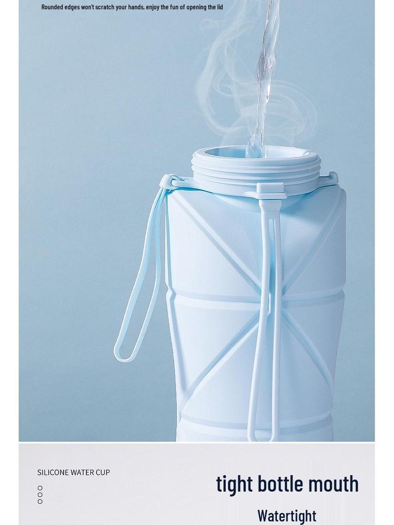 Thickened Silicone Collapsible Water Bottle for Outdoor Sports, Portable, Foldable, and Retractable Design