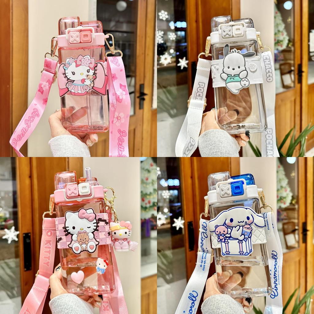 Sanrio Kuromi Plastic Water Cup With Straw And Leak Proof Seal For Kids And Teens