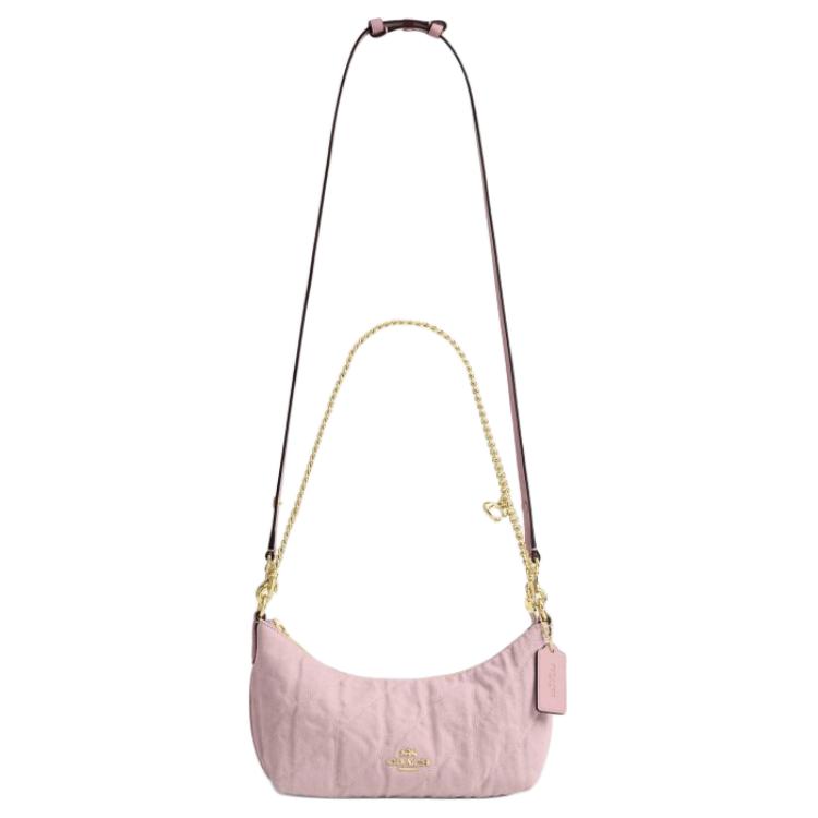 Coach Caitlin 24 Quilted Detail Top Zip Closure Fabric And Leather Shoulder Bag Medium Women shoulder bag Light-Pink CEQ62-IMNH1