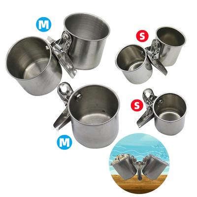 S/M Stainless Steel Pet Bird Clip-type Cup Parrot Aviary Food/Water Basin Dual-use Bird Raising Food Trough Single/Double Cups