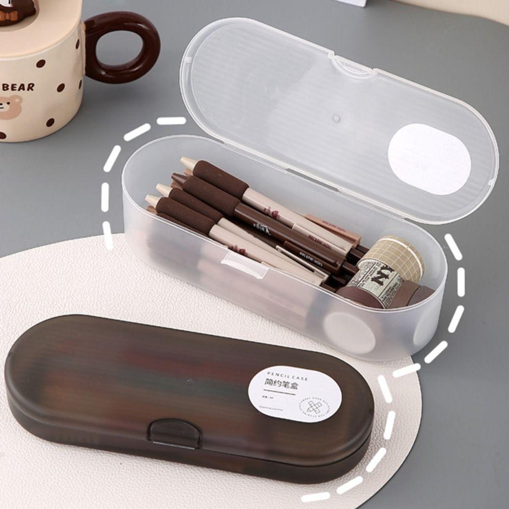 High Quality Plastic Storage Box Large-capacity Stackable Pen Box Transparent Stationery Storage Box Students Pen Box