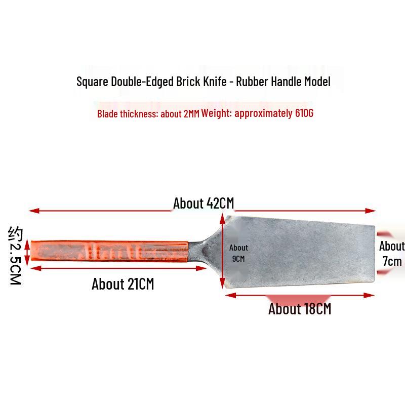 Double-Sided Brick Knife - Manganese Steel Trowel for Plastering, Cutting Bricks, and Wall Laying