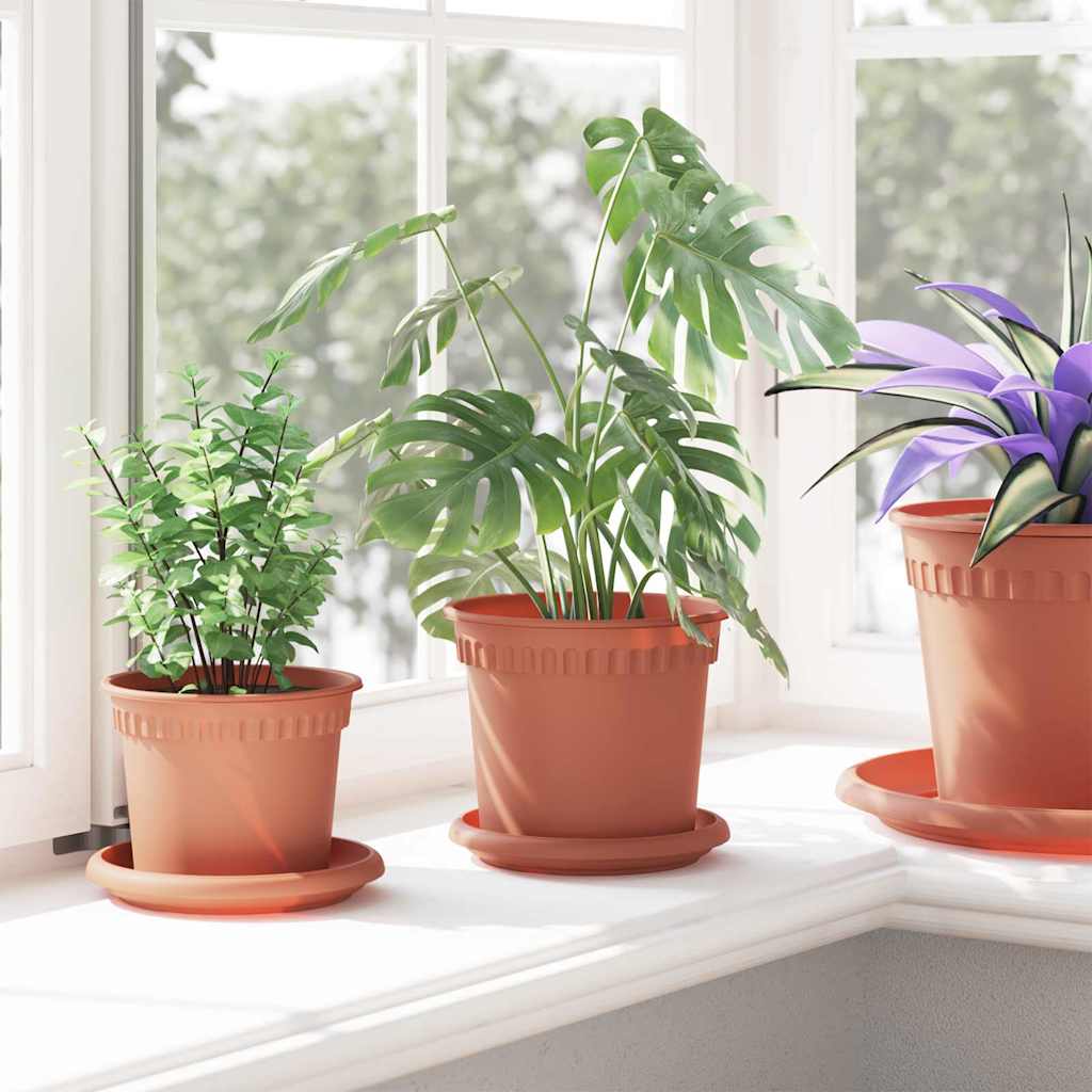 Flower Pots 6 pcs Terracotta Red Ø 15 x 12 cm Plastic
