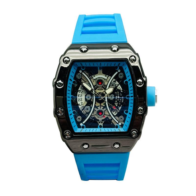 JYL Men's Watch Cool Waterproof Barrel Silicone Strap