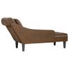Chaise Longue with Cushion and Right Armrest Brown Faux Leather