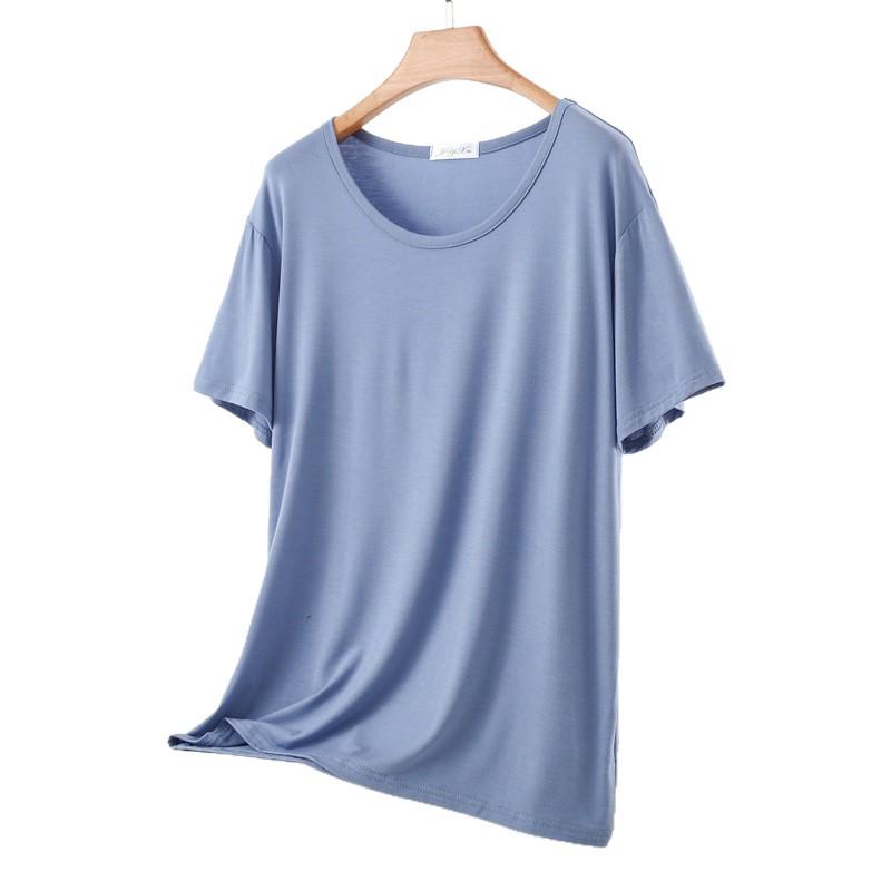 Damen Übergröße Modal Lockeres Kurzarm-T-Shirt
