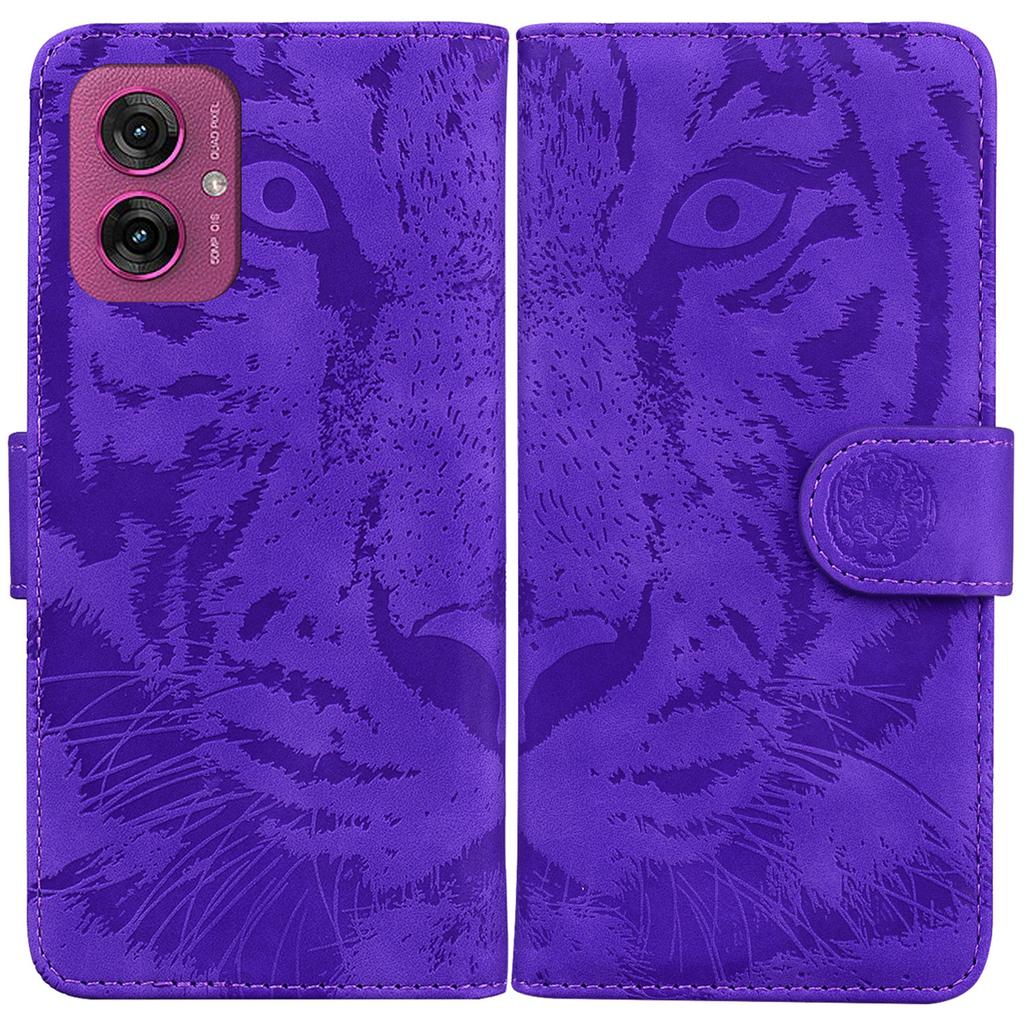 For Motorola Moto G55 5G Case Tiger Imprint Leather Wallet Phone Cover