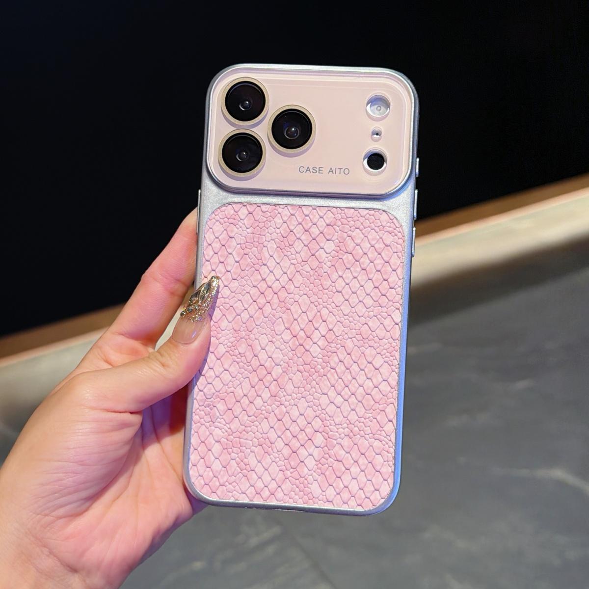 

Original Crocodile Leather Texture Phone Case For iPhone 17 Air 16 15 14 13 Pro Max Large Window Lens Protect Shockproof Cover iPhone 13
